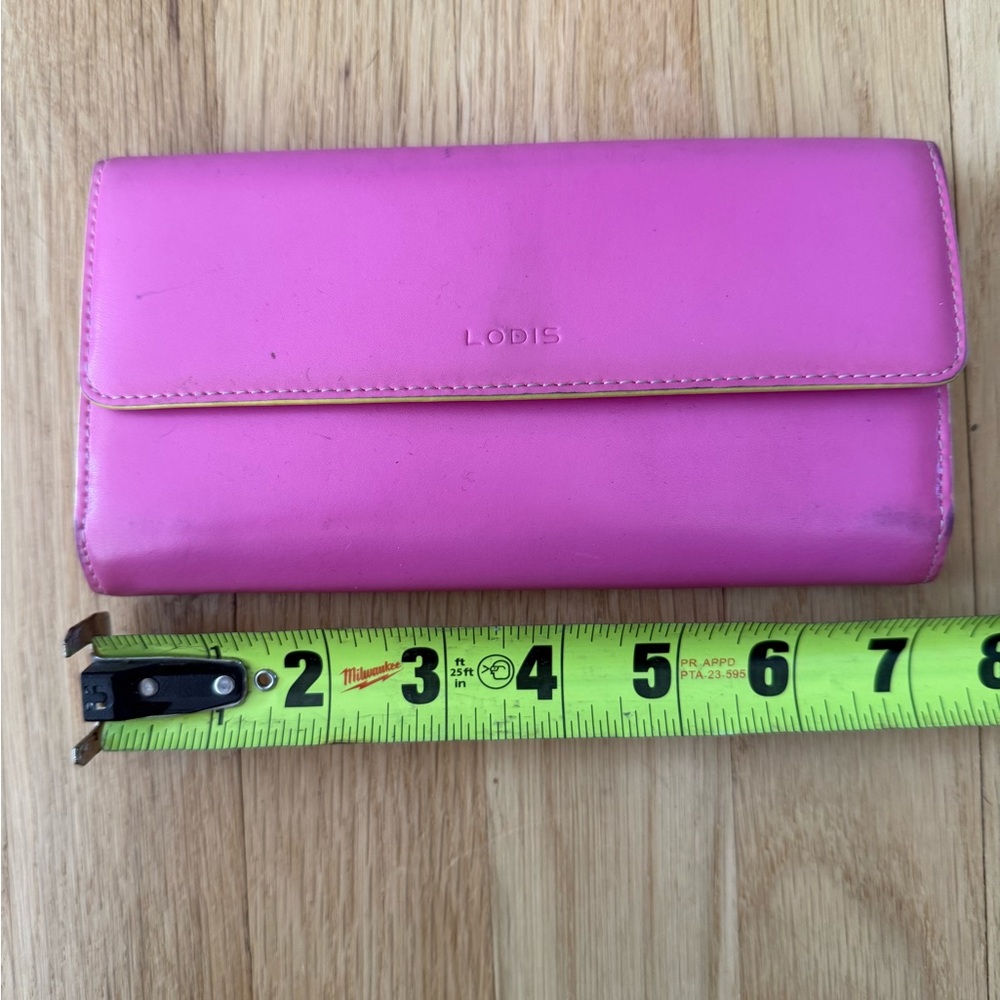 Lodis Audrey Pink Checkbook Clutch Wallet